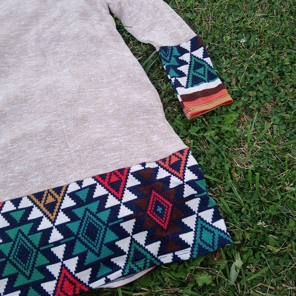 Boho Aztec Bohemian Tribal Print Pattern Design Soft Cozy Tunic Top - Picture 3 of 9